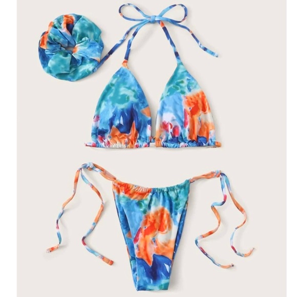 Other - NWT trendy tie dye sexy triangle bathing suit set